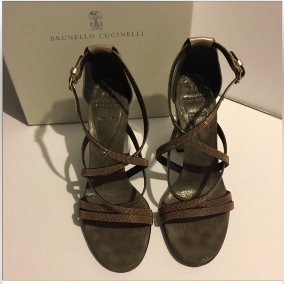 Brunello Cucinelli Shoes - BRUNELLO CUCINELLI AUTHENTIC MONILI TRIM STRAPE CRISSCROSS STARPE SANDALS